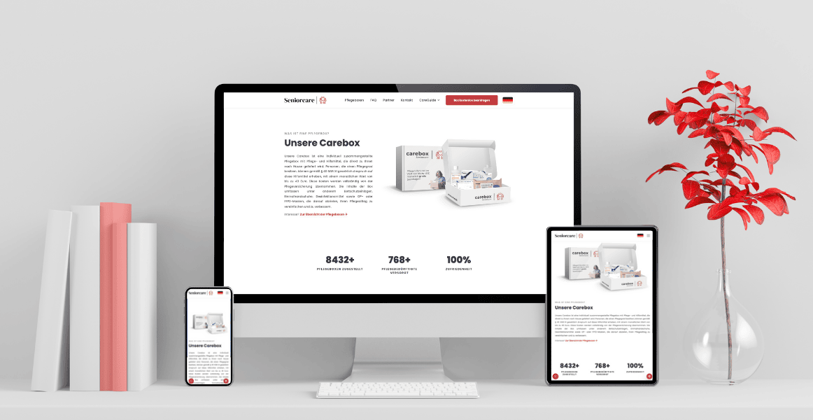 Responsives Design der Webseite Seniorcare-box.de